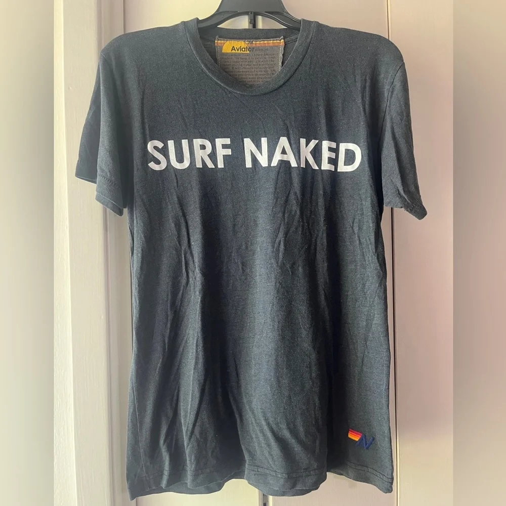 Aviator Nation. Unisex M Surf Naked Tee in Charcoal Gray - Picture 4 of 9